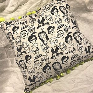 All the Faces Black & White Accent Pillow
